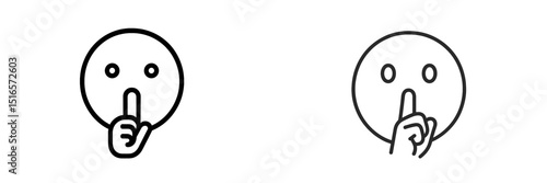 Two simple line drawings of a person with a finger on their lips, indicating silence or a need for quiet, suitable for various contexts