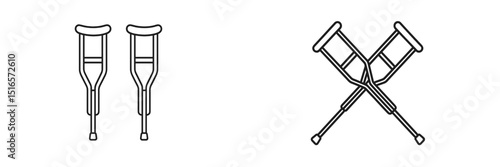Crutches positioned side by side, symbolizing mobility assistance and rehabilitation support for individuals recovering from injury