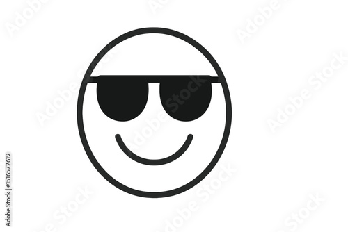 Happy face with sunglasses displaying a cool and relaxed vibe in a minimalist design setting