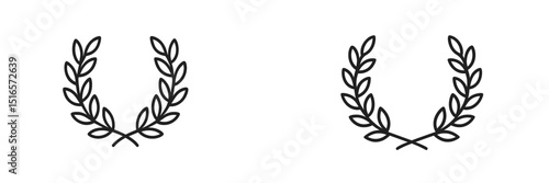 Beautifully designed laurel wreaths symbolizing victory and achievement on a plain background