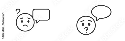 Expressions of confusion and inquiry illustrated through minimalistic line art design