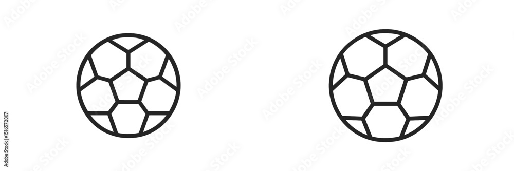 Fototapeta premium Two minimalist soccer ball designs featuring hexagonal patterns on a simple background