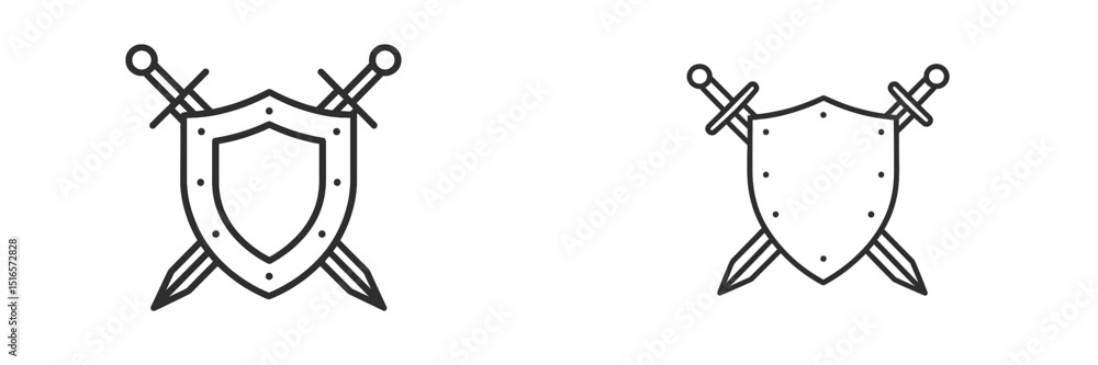 Obraz premium Unique design featuring shields and swords in a minimalist style suitable for various themes and projects
