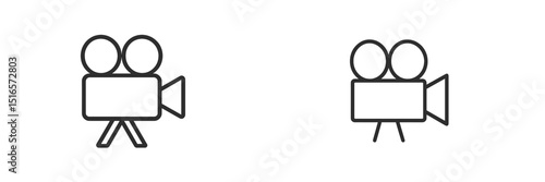Icons representing video recording and film production in a minimalistic style