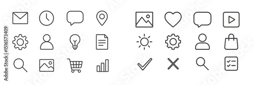 Various simple icons representing communication, organization, and social interaction in a minimalistic design