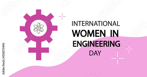 international women engineering day.  line art vector illustration for banner, poster, card