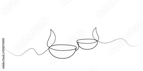 Diwali festival lights continuous line art