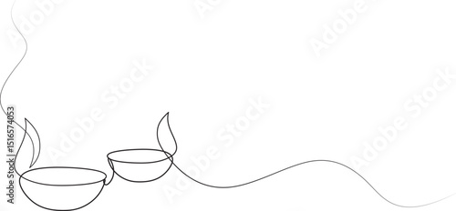 Diwali festival lights continuous line art
