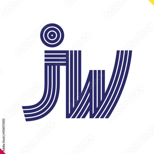 Parallel line monogram initial logo, combination of letter J and W. Best for name abbreviation.