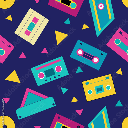 seamless 80s cassette tape pattern   mix tapes  