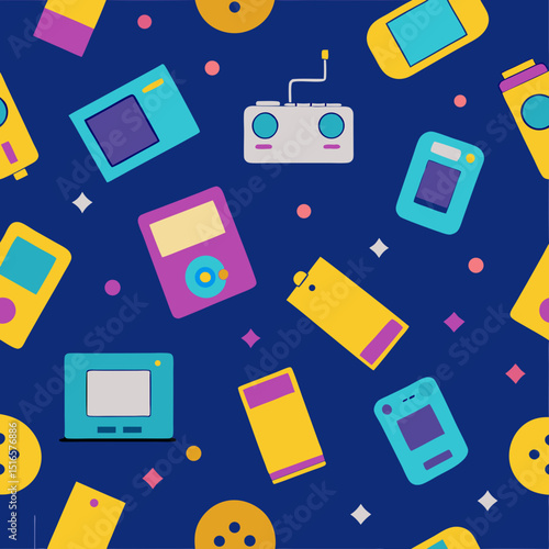 seamless 90s tech gadget pattern   gameboys  flopp.svg