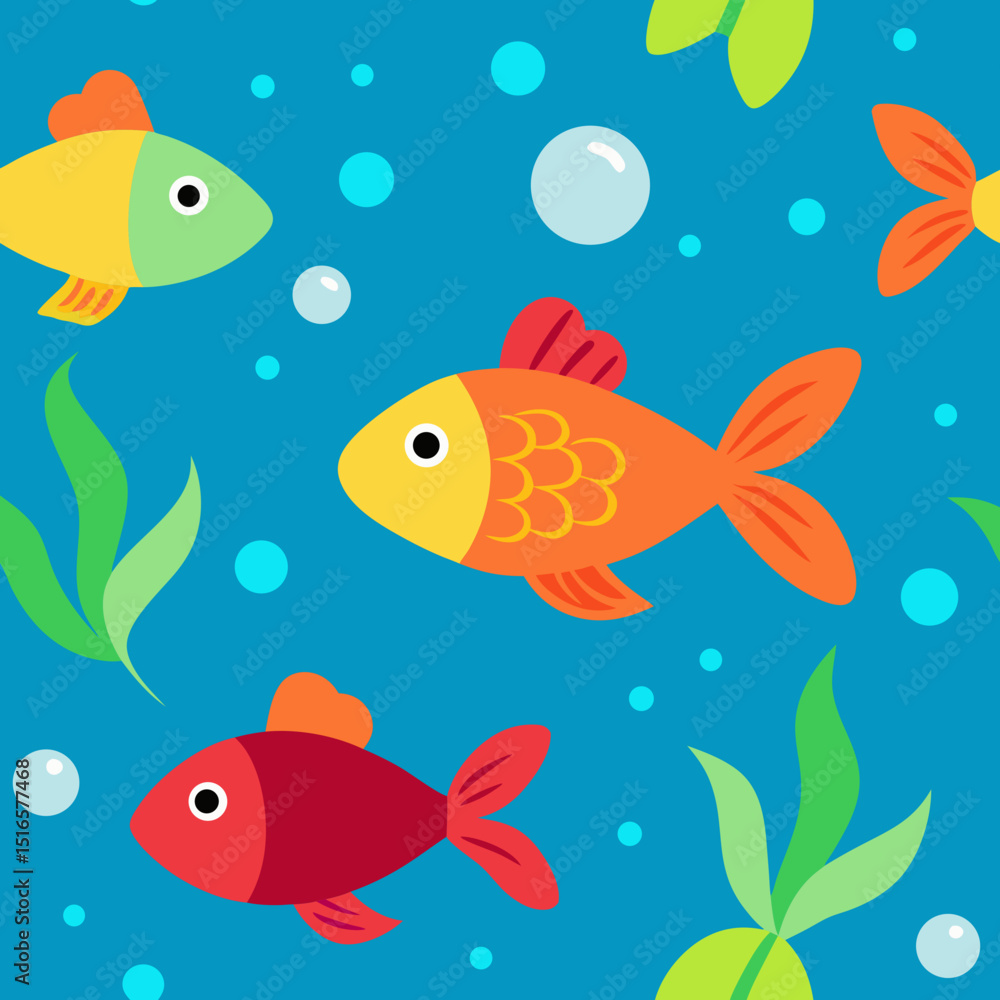 Naklejka premium seamless aquarium fish pattern colorful fish