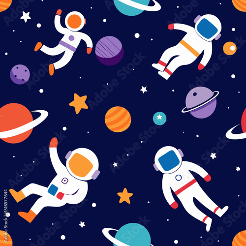 seamless astronaut floating pattern   spacewalk 