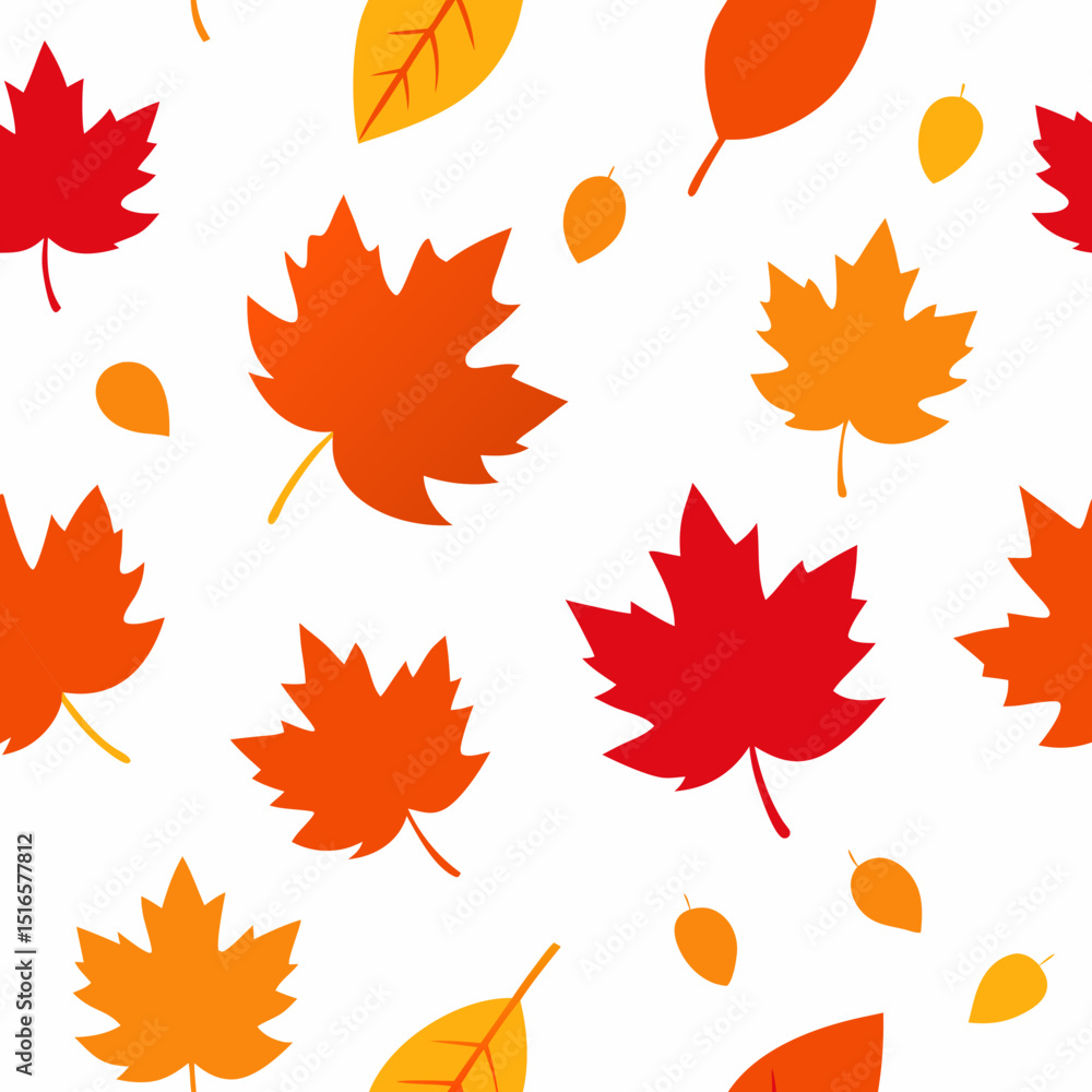 Fototapeta premium seamless autumn leaves pattern red orange