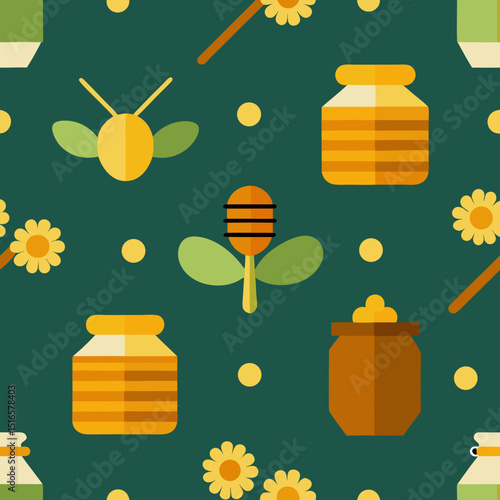 seamless beekeeping pattern   hives  bees  honey 