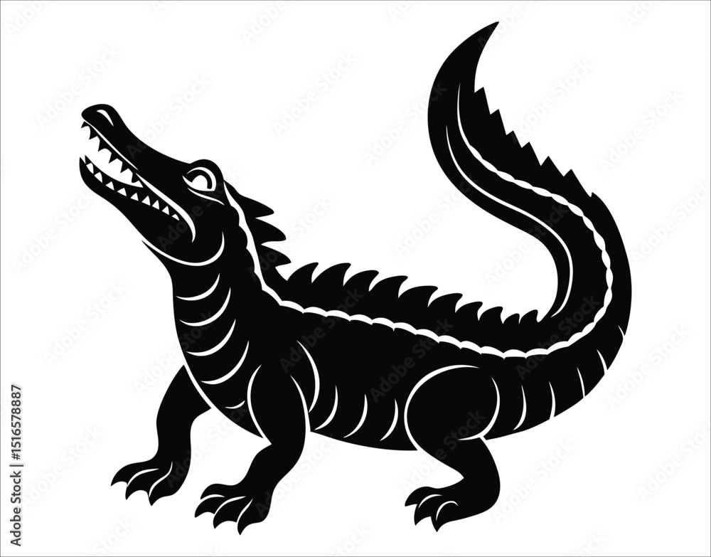 Black Crocodile Silhouette for Wildlife and Safari Themes Black Crocodile Silhouette for Wildlife and Safari Themes
