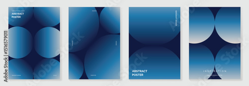 Modern gradient poster background vector set.Cover template with blue perspective geometric prism shapes, line. Ideal design for social media, cover, banner, flyer.