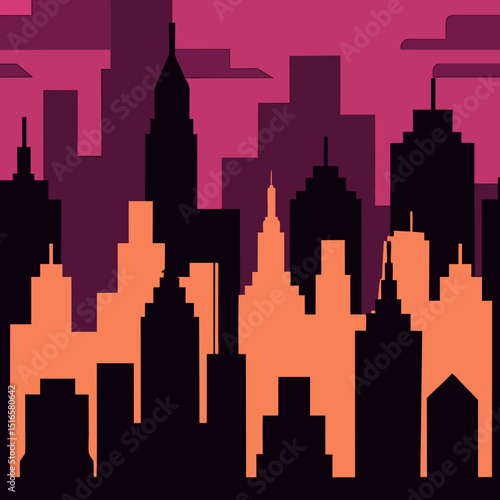 seamless cityscape silhouette pattern   skylines  .svg