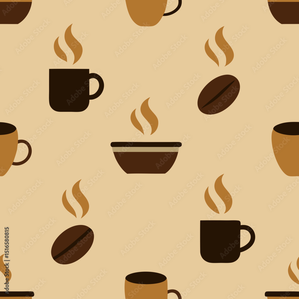 Obraz premium seamless coffee cups pattern various styles 