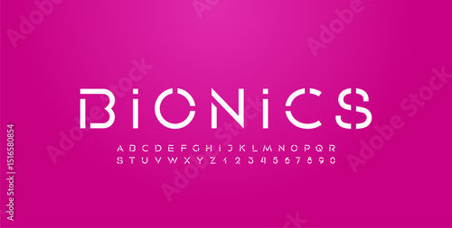 Font stencil alphabet, thin cut out letters from A to Z and numbers from 0 to 9, vector illustration 10EPS.