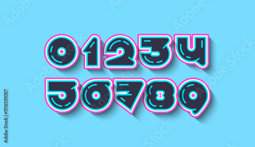 Numbers set, trendy numerals 1,2,3,4,5,6,7,8,9, vector illustration 10EPS