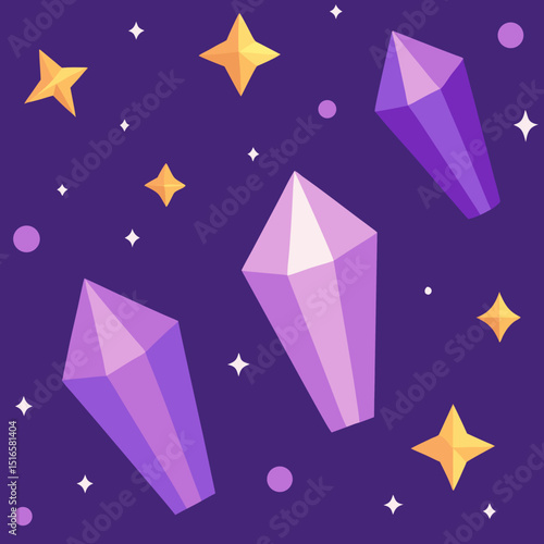 seamless crystal and gemstone pattern   raw quartz 