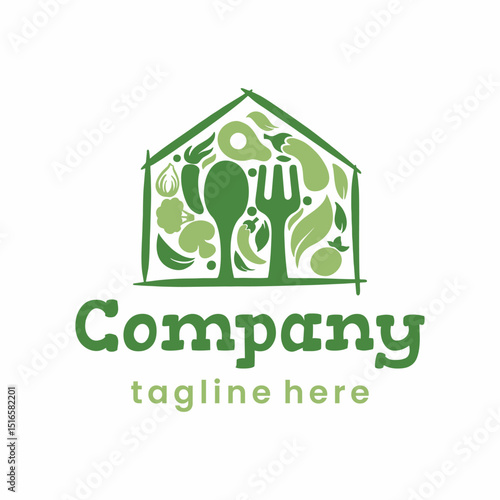 House fresh food vegetables logo