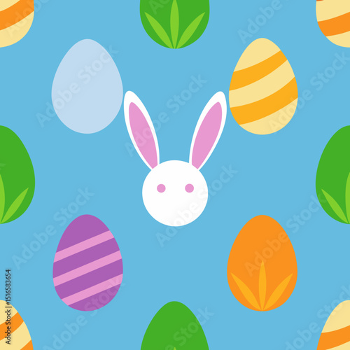 seamless easter egg pattern   decorated eggs  bunn 