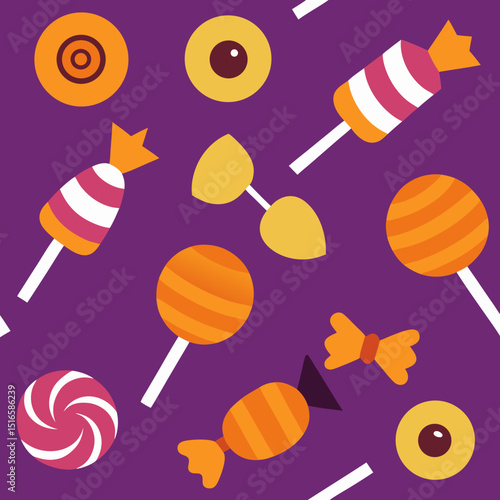 seamless halloween candy pattern   lollipops  wrap.