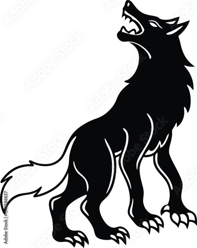 Werewolf howling at the Moon silhouette