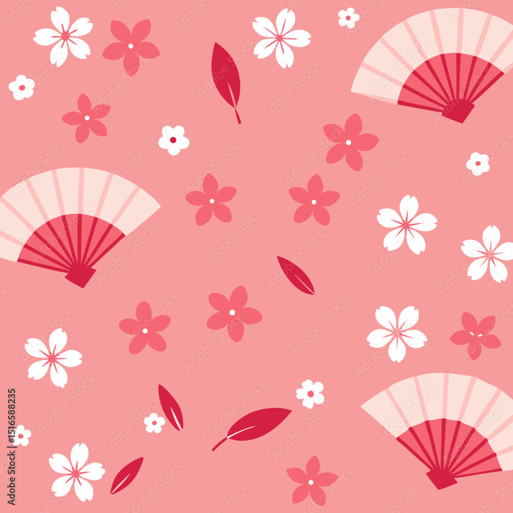 Obraz premium seamless japanese cherry blossom and fan pattern .svg