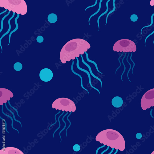 seamless jellyfish pattern   floating jellyfish 