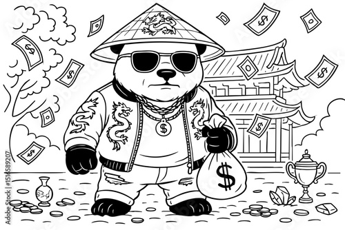 Cool Panda Rapper with Money