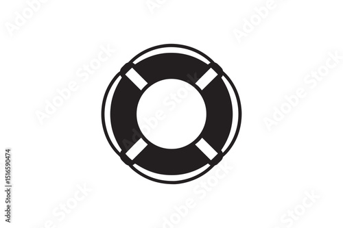 Lifebuoy silhouette vector art illustration on white background