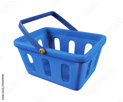 3d rendering of transparent empty shopping basket isolated. Cncept of online buy sell purchase market order.