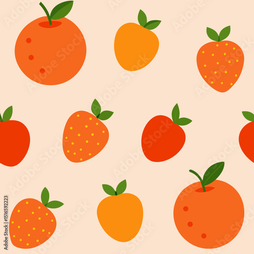 seamless pattern with strawberries hand drawn orang