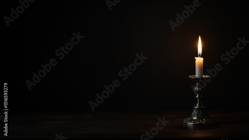 Candlelit prayer vigil with Christian symbolism.