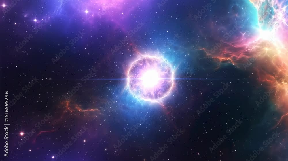 Loop Animation of space nebula towards light loop Animation Glowing galaxies and stars passing Loop Animation of space nebula towards light loop Animation Glowing galaxies and stars passing
