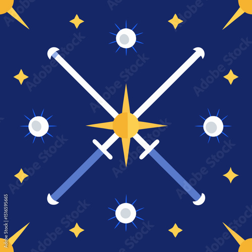 seamless tarot card icon pattern   sun  moon  star.svg