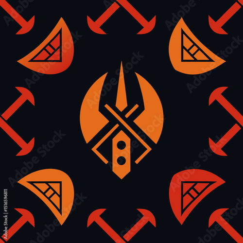 seamless viking rune pattern   norse runes  axes  