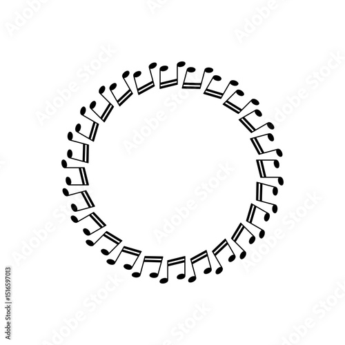 Circle Shape Created by Musical Notation Icon Symbol, can use for Logo, Pictogram, Emblem, Musical Illustration, Decoration, Ornate, Cover, Framework or Graphic Design Element. Vector