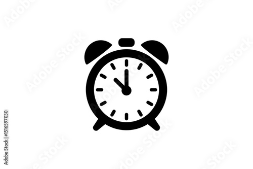 Illustration of a classic black alarm clock design