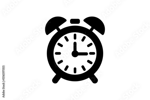 Simple illustration of a black alarm clock icon