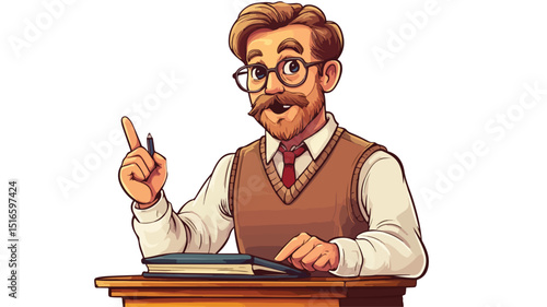 Teacher Teaching in Classroom Vector Illustration