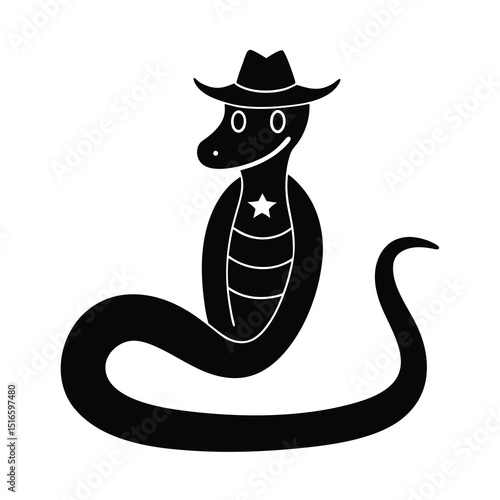 Cartoon Snake Wearing a Cowboy Hat Silhouette