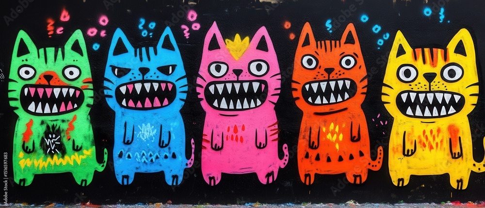Fototapeta premium Colorful Graffiti Cat Artwork
