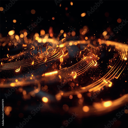 image of colored notes on a music track, color graphics
