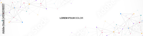 Abstract vector background and geometric pattern with connecting the dots and lines for banner design or header. Minimalistic vector texture for modern design