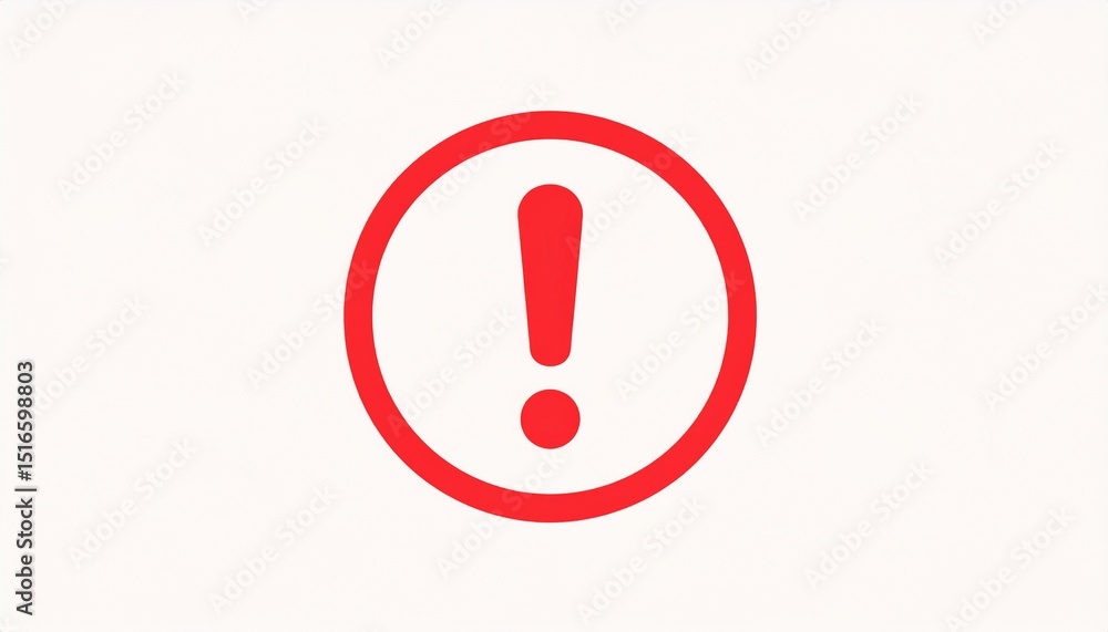 Attention mark minimal concept. Warning sign with red exclamation mark on a white background. Attention mark minimal concept. Warning sign with red exclamation mark on a white background.