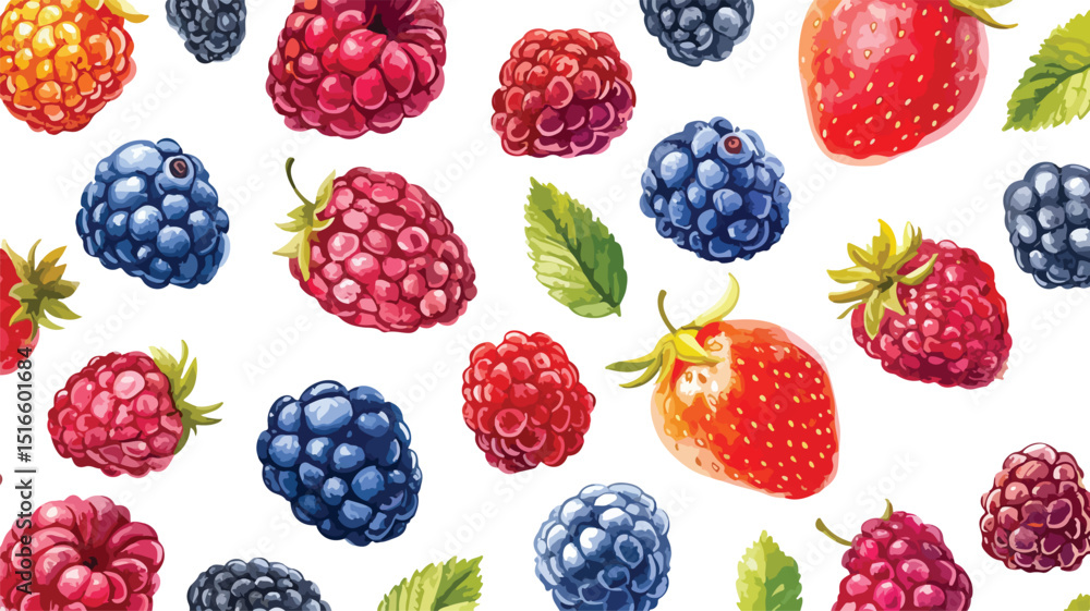Vibrant Berries Fruits Seamless Pattern Vector Image Vibrant Berries Fruits Seamless Pattern Vector Image